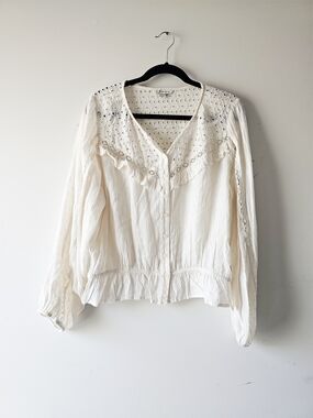 American Eagle Cottagecore Lace Blouse | Eyelet Ruffle Top | XL